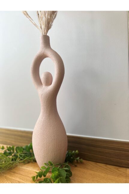 Yoga Zenith: Kadın Figürlü Özel Pigment Boyalı Seramik Vazo Ve Şamdan